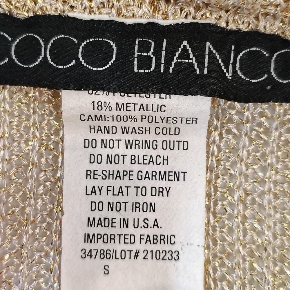 Coco Bianco Women's Small Gold Metallic Cowl Neck Sweater Y2K Grail Art To Wear - Picture 6 of 8